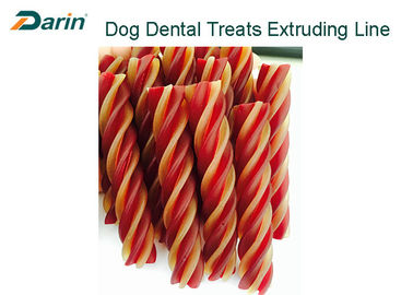 Warna Kembar Memutar Bentuk Mesin Makanan Hewan Peliharaan Mengunyah Gum Dog Snacks Line Produksi