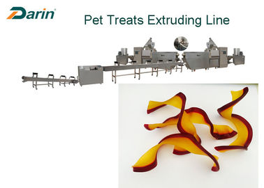 Warna Kembar Memutar Bentuk Mesin Makanan Hewan Peliharaan Mengunyah Gum Dog Snacks Line Produksi
