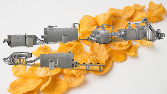 Siemens PLC SS 300kg / jam Mesin Pembuat Serpihan Jagung