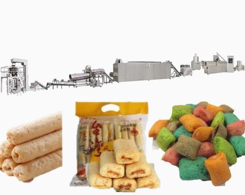 Oat Wheat Rice Puff Extruder Machine dilengkapi dengan Packing Machine