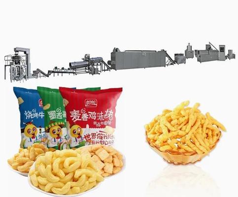Puff jagung makanan ringan pengolahan baris dengan selesai pencampuran, ekstrusi, membentuk