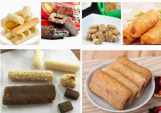 Puff jagung makanan ringan pengolahan baris dengan selesai pencampuran, ekstrusi, membentuk
