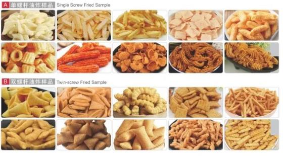 Ragam bentuk makanan ringan pelet 2D 3D Renyah pea soya extruder machine process line