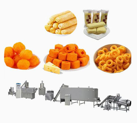 Puffed food extruder Mesin / penggorengan makanan ringan jalur pengolahan