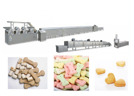 Mesin pembuat biskuit anjing otomatis penuh, Garis pengolahan makanan hewan peliharaan Stainless Steel