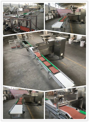 Stainless Steel Pet Line Produksi Makanan Strip Membentuk Daging Dengan Sistem Auto Tray