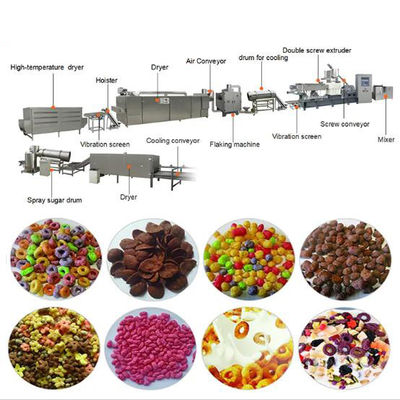 Sarapan Sereal dan Jagung Flakes lini produksi / puff snack Mesin extruder
