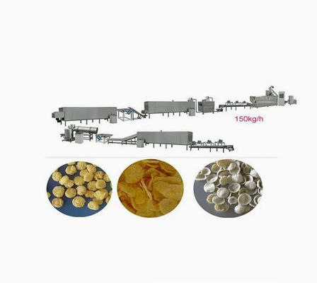 300 - 350kg / jam Corn Flakes Processing Line, puff snack extruder Machine
