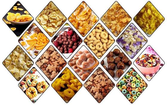 Twin Screw Extruder Corn Flakes Processing Line dengan berbagai bentuk