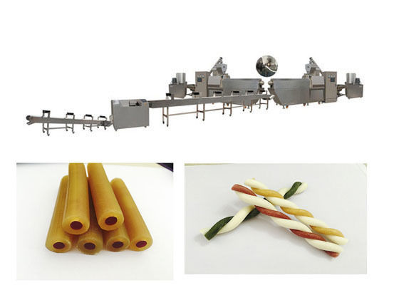 Bacon Double Color Twisted Sticks Makanan Anjing Extruder Memperlakukan Gigi Sekrup Tunggal