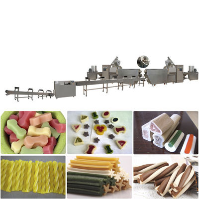 CE Certified Dental Care Pet Treat Dog Snack Chews Extruding Machine Dog Bone Processing Line dengan Kapasitas 200-250kg