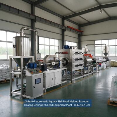 3-5ton/jam Otomatis Aquatic Fish Food Making Extruder Machine Floating Sinking Fish Feed Equipment Plant Line Produksi