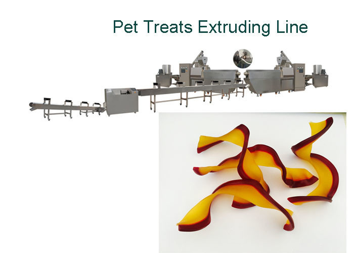 Warna Kembar Memutar Bentuk Mesin Makanan Hewan Peliharaan Mengunyah Gum Dog Snacks Line Produksi
