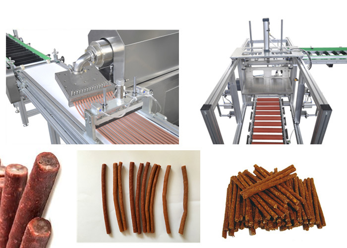 SUS304 Dog Auto Meat Strips Pet Food Production Line / Pet Chews Extruder 20kw