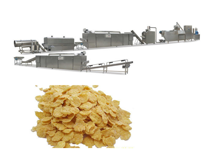 CE Corn Flakes Jalur Pengolahan Puff Snack Sarapan Sereal Ekstrusi Siemens Motor