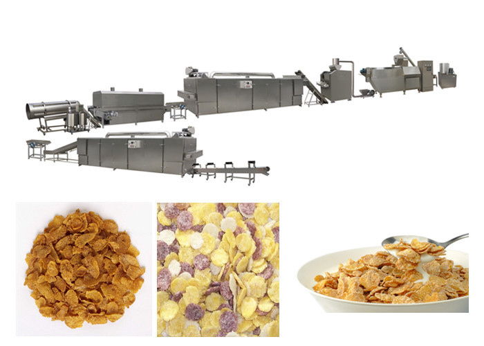 Sarapan Pagi Penuh Otomatis Mesin Ekstraksi Sereal Serpih Stailess Steel Siemens Motor PLC