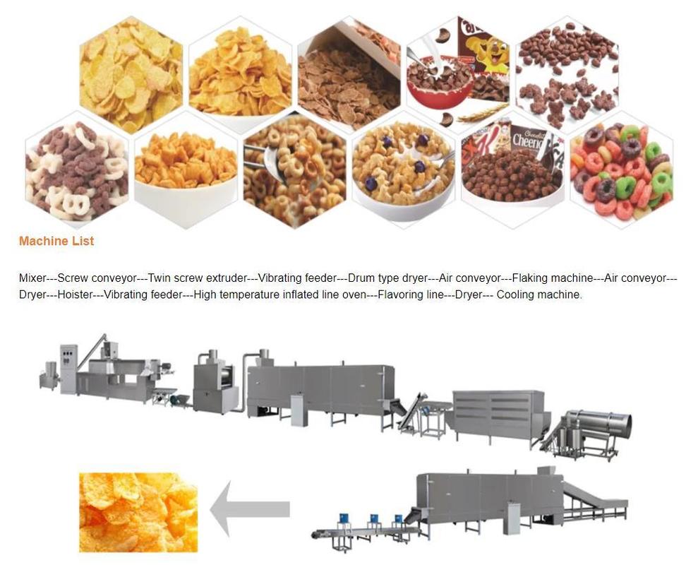 Breakfast Sereal Bar / Corn Flakes Production Line dengan Standar CE