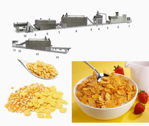 Lini Produksi Corn Flakes Stainless Steel Baru Mesin Extruder Screw Ganda