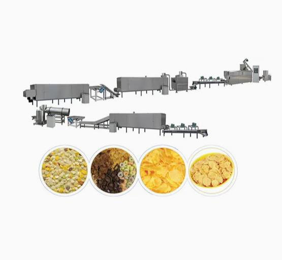 300 - 350kg / jam Corn Flakes Processing Line, puff snack extruder Machine