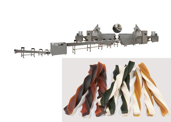 Daging Sapi Alami Tongkat Mesin Pembuat Makanan Anjing Memperlakukan Produk Single Screw Extruder Line